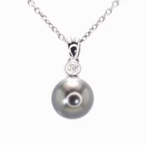 Mikimoto 18K White Gold Pearl and Diamond Necklace