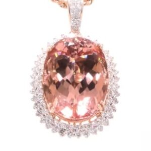14K Gold Morganite and Diamond Necklace