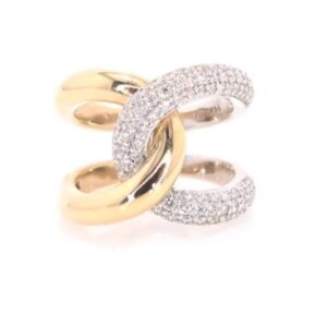 14K Yellow Gold Diamond Pave Twist Ring